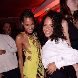 Cindy Bruna et Christina Milian lors de la soirée d'anniversaire de C.Bruna (27 ans) au restaurant Giusé Trattoria à Paris, France, le 1er octobre 2021. Un événement organisé par Five Eyes Production. © Rachid Bellak/Bestimage