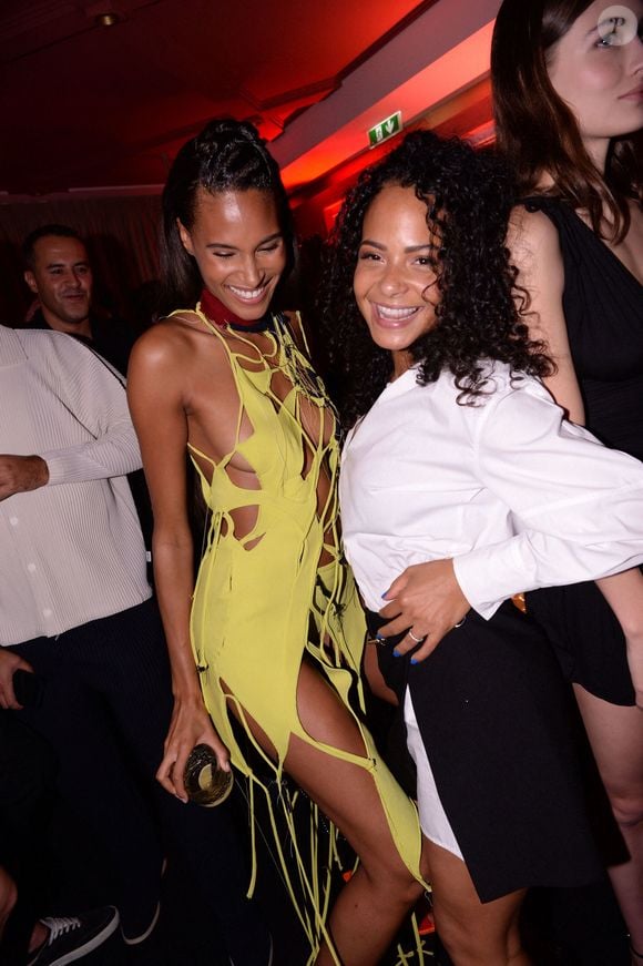 Cindy Bruna et Christina Milian lors de la soirée d'anniversaire de C.Bruna (27 ans) au restaurant Giusé Trattoria à Paris, France, le 1er octobre 2021. Un événement organisé par Five Eyes Production. © Rachid Bellak/Bestimage