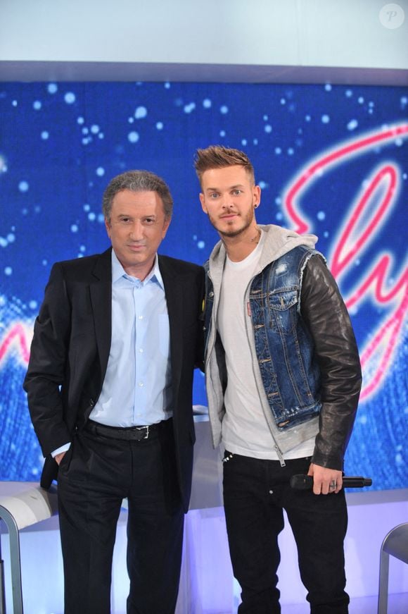 Michel Drucker et Matt Pokora lors de l'enregistrement de l'émission Champs Elysees, Paris, France, mai 2012. Photo Max Colin/ABACAPRESS.COM