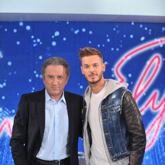 Michel Drucker et Matt Pokora lors de l'enregistrement de l'émission Champs Elysees, Paris, France, mai 2012. Photo Max Colin/ABACAPRESS.COM