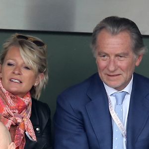 Sophie Davant et William Leymergie - People dans les tribunes des Internationaux de France de tennis de Roland Garros à Paris. Le 26 mai 2015. Gorassini / Jacovides / Bestimage