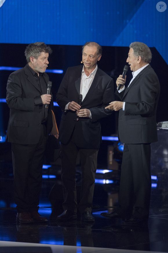 Exclusif - Chevallier et Laspalès (Philippe Chevallier et Régis Laspalès), Michel Drucker - Enregistrement de l'émission "Le Grand Show de l'Humour" au Zénith de Paris le 30 janvier 2017. L'émission sera diffusée sur France 2 le 4 février 2017. © Pierre Perusseau/Bestimage