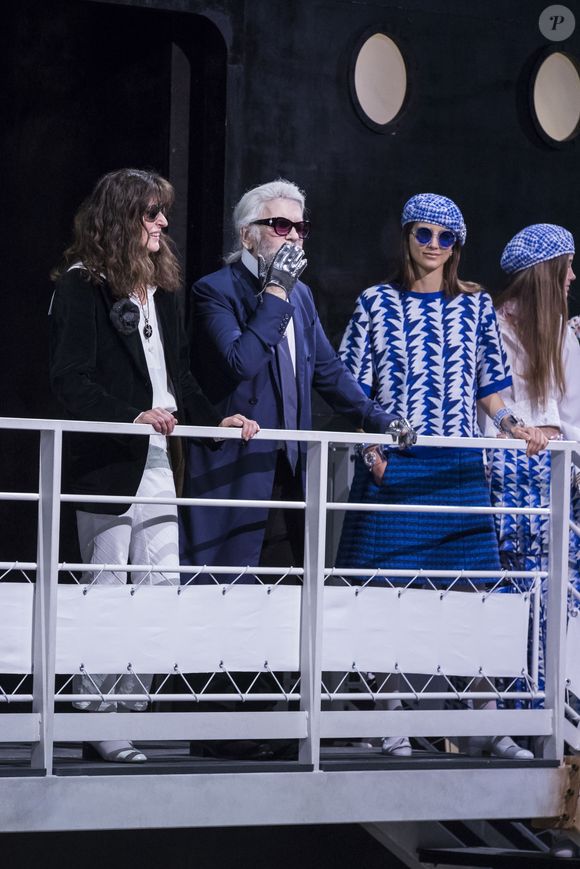 Karl Lagerfeld et Virginie Viard - Défilé croisière Chanel au Grand Palais à Paris le 3 mai 2018. © Olivier Borde/Bestimage