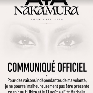 La chanteuse devait se produire au Hï Ibiza puis au Fitz Marbella le 11 août.

Capture Instagram - Aya Nakamura