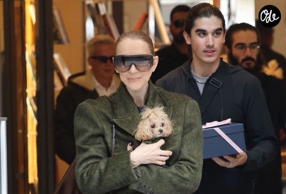 Céline Dion quitte l'hôtel "Royal Monceau" avec ses fils Nelson et Eddy et sa chienne Madisonaprès sa série de concerts à Paris le 19 octobre 2026. 

© Cyril Moreau/Bestimage