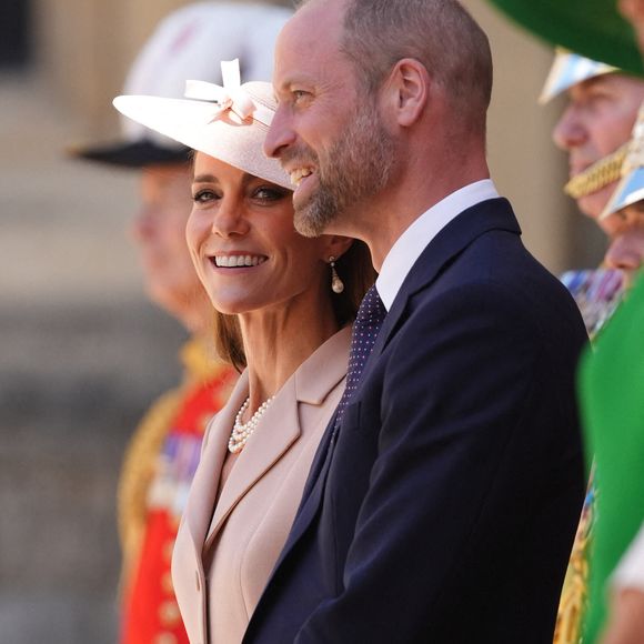 Le prince et la princesse de Galles lors de la cérémonie d'accueil de la visite d'État au Royaume-Uni du président français Emmanuel Macron et de son épouse Brigitte Macron, au château de Windsor, Berkshire, le 8 juillet 2025 à Windsor, Royaume-Uni. Photo by Jonathan Brady/PA Wire/ABACAPRESS.COM