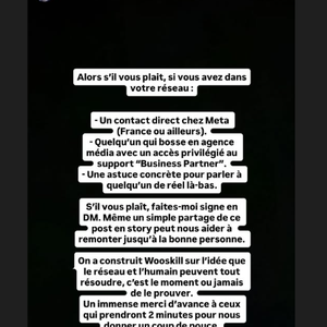 Une situation qui pourrait faire sourire si elle n'avait pas de très lourdes conséquences pour sa jeune société. "On parle de plusieurs années de travail, de contenus et surtout d'une communauté de 18k personnes qui s'évaporent en un clic à cause d'une erreur de @meta", déplore-t-il
Enzo, le fils de Cristina Cordula, évoque un coup dur professionnel sur ses réseaux sociaux.