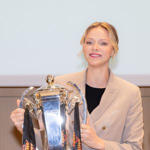 La princesse Charlene de Monaco, en compagnie de son frère G.Wittstock, participe à la remise des prix de la "Journée du respect" au collège Charles III à Monaco, le 29 avril 2025. © Olivier Huitel / Pool Monaco / Bestimage