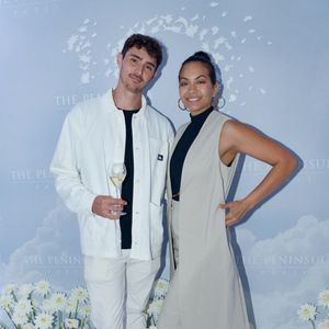 Exclusif - Vaimalama Chaves (Miss France 2019) et son fiancé Nicolas Fleury lors de l'ouverture du rooftop de l'hôtel The Peninsula Paris le 29 mai 2024.

© Rachid Bellak / Bestimage