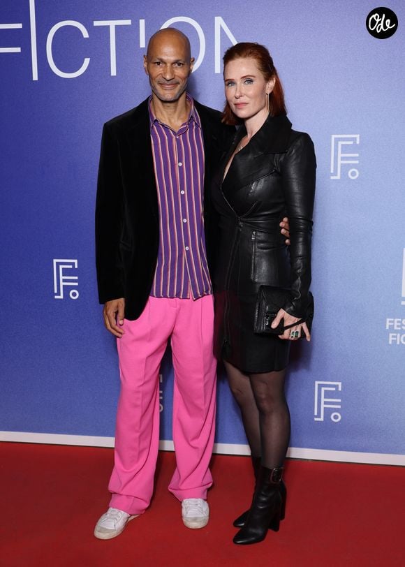Audrey Fleurot et son compagnon Djibril Glissant sur le tapis rouge lors de la 28ème édition du festival de la Fiction à la Rochelle le 17 septembre 2026. © Denis Guignebourg / Bestimage