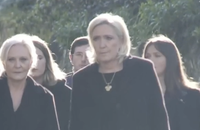 L'arrivée de Marine Le Pen et de ses enfants pour les obsèques de Jean-Marie Le Pen