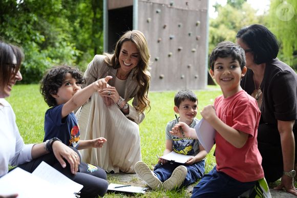 Catherine (Kate) Middleton, princesse de Galles, visite l'école maternelle Salvador Allende à Reggio Emilia (Italie), lors de son voyage consacré à la petite enfance, le 14 mai 2026.
© GOFF / Bestimage