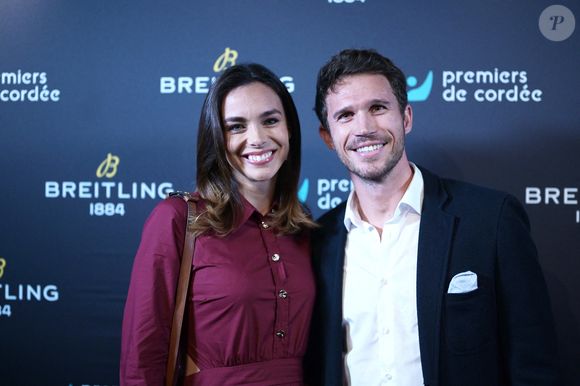 Marine Lorphelin (Miss France 2013) et son compagnon Stanislas Gruau - Dîner de charité Breitling à la Samaritaine pour l’association "Premiers de Cordée" à Paris le 4 avril 2024. © Rachid Bellak/Bestimage