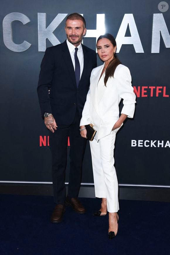 David Beckham et sa femme Victoria Beckham à l'avant-première Netflix de la série documentaire 'Beckham' à Londres, le 3 octobre 2023. Action Press / Bestimage