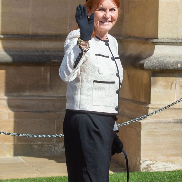 Sarah Ferguson, duchesse d'York, arrive à la chapelle St George pour l'office des matines de Pâques au château de Windsor. Royaume-Uni, le 20 avril 2025. © Tayfun Salci/ZUMA Press Wire/ABACAPRESS.COM