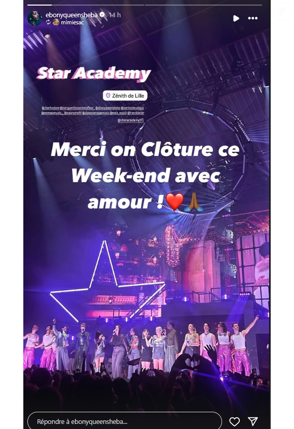 L'affaire a naturellement fait grand bruit et, Ebony a reçu une vague de soutien sans précédent suite à cette soirée. 

Ebony victime d'attaques racistes lors d'un concert de la tournée Star Academy. Instagram