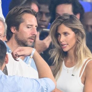 Ophelie Meunier et son mari Mathieu Vergne assistent au match de la Coupe du monde de rugby France 2023 entre la France et la Nouvelle-Zélande au Stade de France le 08 septembre 2023 à Saint-Denis, en banlieue parisienne, France. Photo Laurent Zabulon/ABACAPRESS.COM