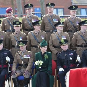 Catherine (Kate) Middleton, princesse de Galles, assiste au défilé de la Saint-Patrick des Irish Guards à la caserne de Mons à Aldershot, le 17 mars 2026, à l'occasion de la St Patrick.
PA Photo/ Bestimage