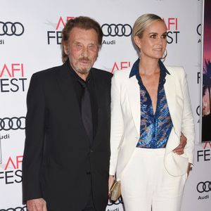 Le chanteur Johnny Hallyday (L) et l'actrice/épouse Laeticia Hallyday arrivent à AFI FEST 2016 Presented By Audi. Photo by Jean Paul/Papixs/ABACAPRESS.COM