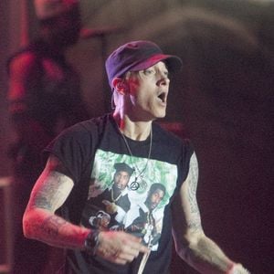 Eminem se produit au festival de musique de Squamish Valley 2014 (SVMF) à Squamish, en Colombie-Britannique, à environ une heure de route au nord de Vancouver, au Canada, le 10 août 2014. Photo par Heinz Ruckemann/UPI/ABACAPRESS.COM