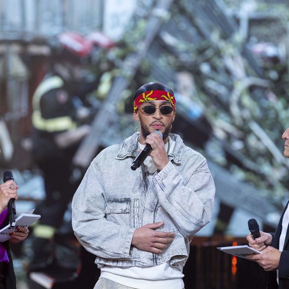 Exclusif - Karine Baste, Meiitod, Nagui sur le plateau de l’émission “Unis pour Mayotte” diffusée en direct sur France 2, qui a permis de récolter plus de 5 millions de dons le 17 décembre 2024.
© Pierre Perusseau / Bestimage