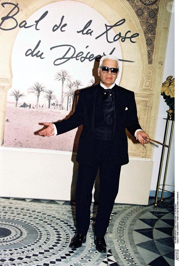 Karl Lagerfeld, soirée bal de la rose a Monaco en 2001. © DOMINIQUE JACOVIDES / BESTIMAGE