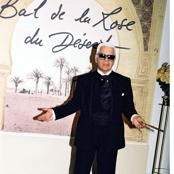 Karl Lagerfeld, soirée bal de la rose a Monaco en 2001. © DOMINIQUE JACOVIDES / BESTIMAGE