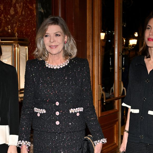 Exclusif - La princesse Alexandra de Hanovre, la princesse Caroline de Hanovre (La princesse a troqué sa chevelure argenté contre un blond cendré), Charlotte Casiraghi lors de la cérémonie de proclamation de l'édition 2024 des Prix de la Fondation Prince Pierre à l'opéra Garnier à Monaco, le 8 octobre 2024. 
© Bruno Bebert / Bestimage