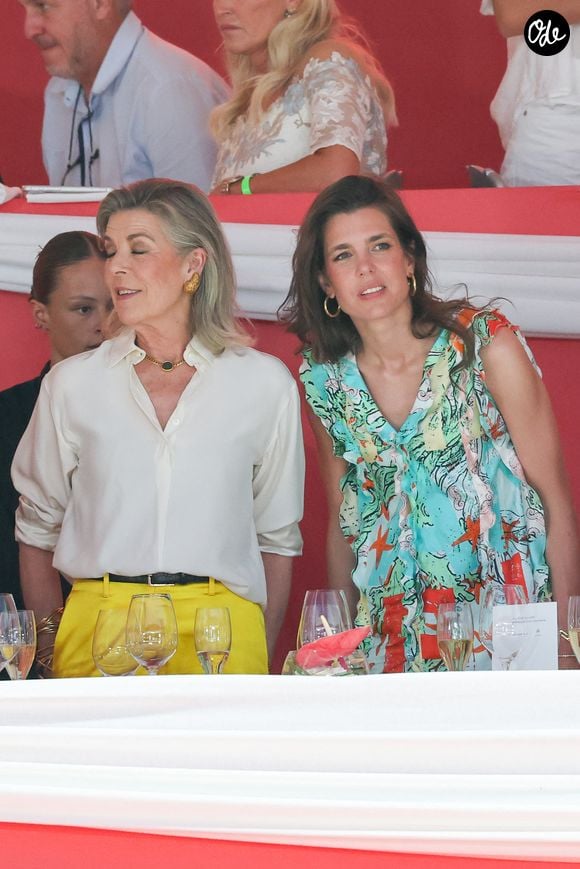 La princesse Caroline de Hanovre et sa fille Charlotte Casiraghi ont a assisté à la Monaco Longines Pro Am Cup au profit de l' AMADE à Monaco, le 3 juillet 2024. © Claudia Albuquerque/Bestimage