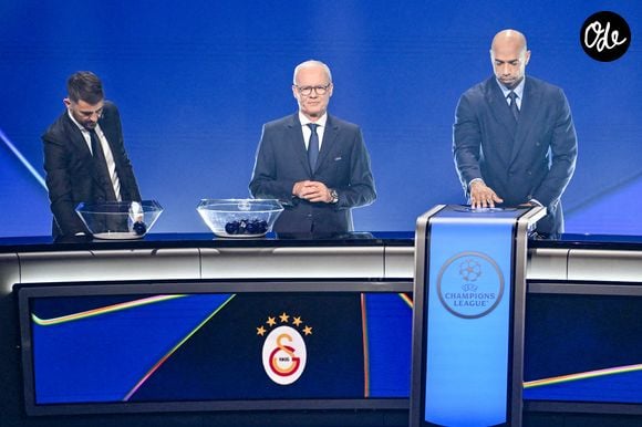 David Villa, Giorgio Marchetti et Thierry Henry lors du tirage au sort de la phase de ligue de l’édition 2026-2027 de la Ligue des champions au Grimaldi Forum de Monaco, le 27 août 2026. © Bruno Bebert/Bestimage