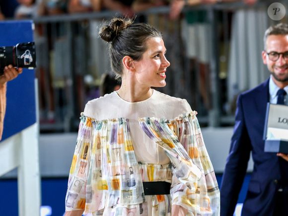 Charlotte Casiraghi lors de la 3ème journée du Jumping International de Monte-Carlo, le 5 juillet 2025. La compétition se déroule sur le port Hercule à Monaco, du 3 juillet au 5 juillet. © Claudia Albuquerque/Bestimage