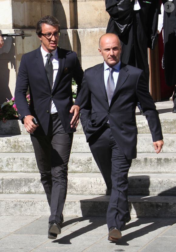 L'avocat Karim Achoui et le journaliste Dominique Rizet - Funerailles de l'avocat Jacques Verges en l'eglise Saint-Thomas d'Aquin a Paris. Le 20 aout 2013. Photo par Marc Ausset Lacroix / Bestimage