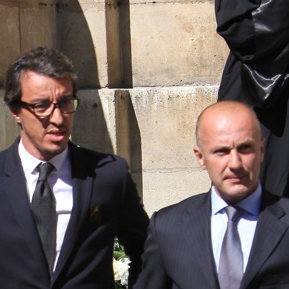 L'avocat Karim Achoui et le journaliste Dominique Rizet - Funerailles de l'avocat Jacques Verges en l'eglise Saint-Thomas d'Aquin a Paris. Le 20 aout 2013. Photo par Marc Ausset Lacroix / Bestimage