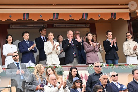 Louis Ducruet et sa femme Marie, La princesse Alexandra de Hanovre et son fiancé Ben-Sylvester Strautmann, La princesse Charlène de Monaco, le prince Albert II de Monaco, Mélanie-Antoinette de Massy (présidente de la fédération monégasque de tennis), Charlotte Casiraghi, Pauline Ducruet - La famille princière assiste à la finale du Rolex Monte-Carlo Masters au Monte-Carlo Country Club de Monaco le 12 avril 2026

© Bruno Bebert / Bestimage