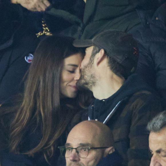 Exclusif - Louis Sarkozy et sa femme Natali Husic   - People en tribunes du match de Ligue 1 Uber Eats "PSG contre Reims" (1-1) au Parc des Princes à Paris le 29 janvier 2023. (AGENCE / BESTIMAGE).