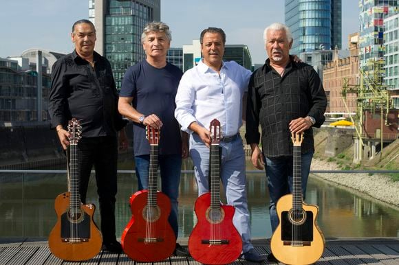 De gauche à droite : Canut Reyes, Patchai Reyes, Chico Bouchicki et Paul Reyes, le 3 août 2018, à Dusseldorf, en Allemagne. 

Photo par Malte Ossowski/Sven Simon/DPA/ABACAPRESS.COM,