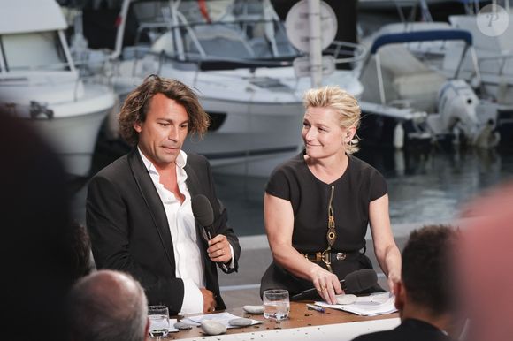 Exclusif - Bertrand Chameroy, Anne-Elisabeth Lemoine - Plateau de l'émission "C à vous" lors du 77ème Festival International du Film de Cannes le 21 mai 2024. © Jack Tribeca/Bestimage
