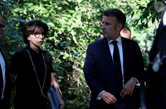Emmanuel Macron et Rachida Dati - Réception de la France Music Week au Palais de l'Elysée dans le cadre de la Fête de la Musique à Paris le 20 Juin 2025. © Dominique Jacovides/Bestimage