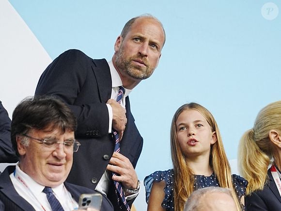 Le Prince de Galles et la Princesse Charlotte dans les tribunes lors de la finale de l'UEFA Women's Euro 2025 au St. Jakob-Park à Bâle, Suisse, le 27 juillet 2025. Photo by Peter Byrne/PA Wire/ABACAPRESS.COM