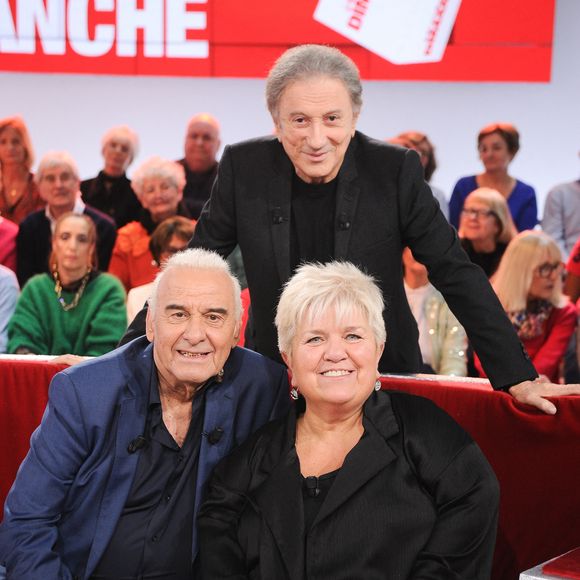 Exclusif - Michel Fugain, Mimie Mathy et Michel Drucker - Enregistrement de l'émission Vivement dimanche au studio Rive Gauche à Paris, présentée par Michel Drucker et diffusée le 9 février sur France 3. © Guillaume Gaffiot/Bestimage