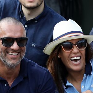Amel Bent et son mari Patrick Antonelli dans les tribunes des internationaux de tennis de Roland Garros à Paris, France, le 3 juin 2018. © Dominique Jacovides - Cyril Moreau/Bestimage