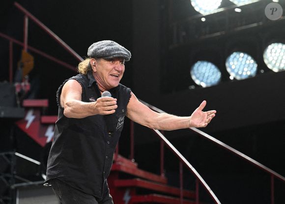 Brian Johnson d'AC/DC lors d'un concert à l'Ullevi Arena à Gothebburg, Suède, le 28 juillet 2025. Photo par Tommy Holl/Stella Pictures/ABACAPRESS.COM