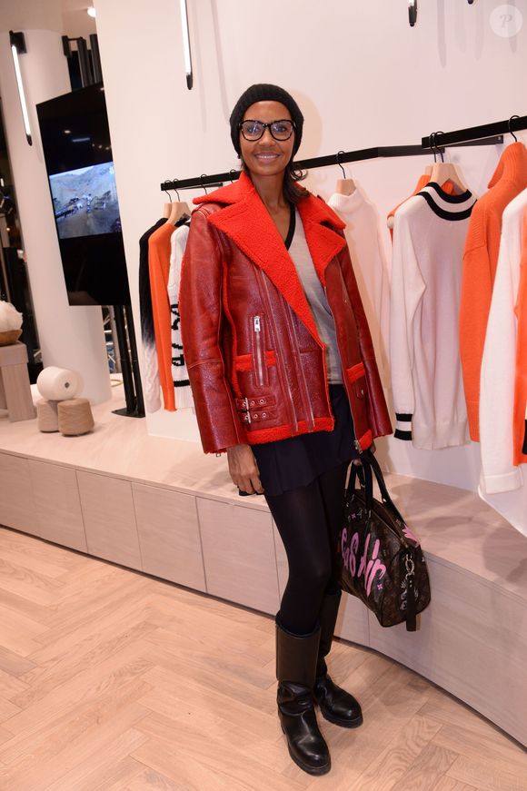 Exclusif - Karine Le Marchand lors de l'inauguration de la boutique flagship "Kujten" (marque française spécialisée dans le cachemire), située avenue Victor Hugo à Paris, le 27 novembre 2019. © Rachid Bellak/Bestimage