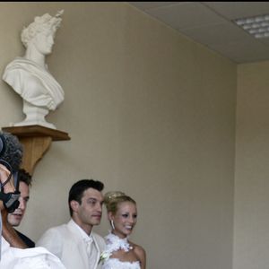 Élodie Gossuin et Bertrand Lacherie lors de leur mariage, le 1er juillet 2006. Crédit : Agence / Bestimage