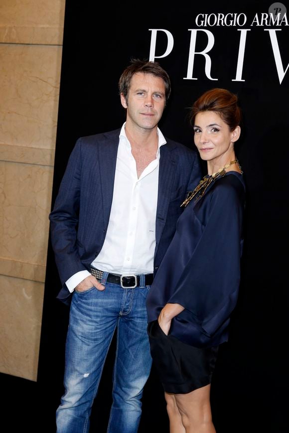 Le prince Emmanuel-Philibert de Savoie et la Princesse Clotilde de Savoie (Clotilde Courau) - Photocall du defile de mode Haute-Couture Automne-Hiver 2013/2014 "Armani" a Paris le 2 juillet 2013.