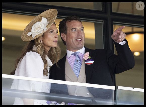 . Peter Phillips et sa compagne Harriet Sperling regardent les courses le jour de l'ouverture du Royal Ascot, au Royaume-Uni, le 17 juin 2025. Photo by Stephen Lock/i-Images/ABACAPRESS.COM