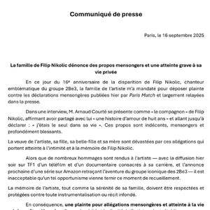 Filip Nikolic, communiqué de la famille par le biais d'un avocat