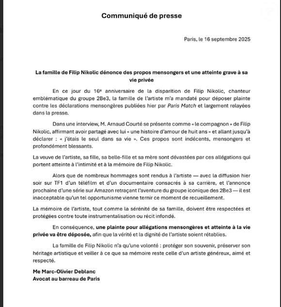 Filip Nikolic, communiqué de la famille par le biais d'un avocat