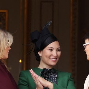 Camille Gottlieb, Marie Ducruet (Chevallier) et la princesse Stéphanie de Monaco - La famille princière de Monaco au balcon du palais, à l'occasion de la Fête Nationale de Monaco, le 19 novembre 2025. © Dominique Jacovides/Bestimage