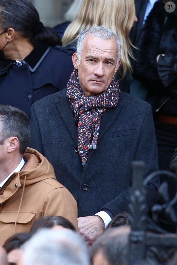 Gilles Bouleau lors des obsèques du présentateur Jean-Pierre Pernaut à la Basilique Sainte-Clotilde à Paris, France, le 9 mars 2022. Photo par Nasser Berzane/ABACAPRESS.COM